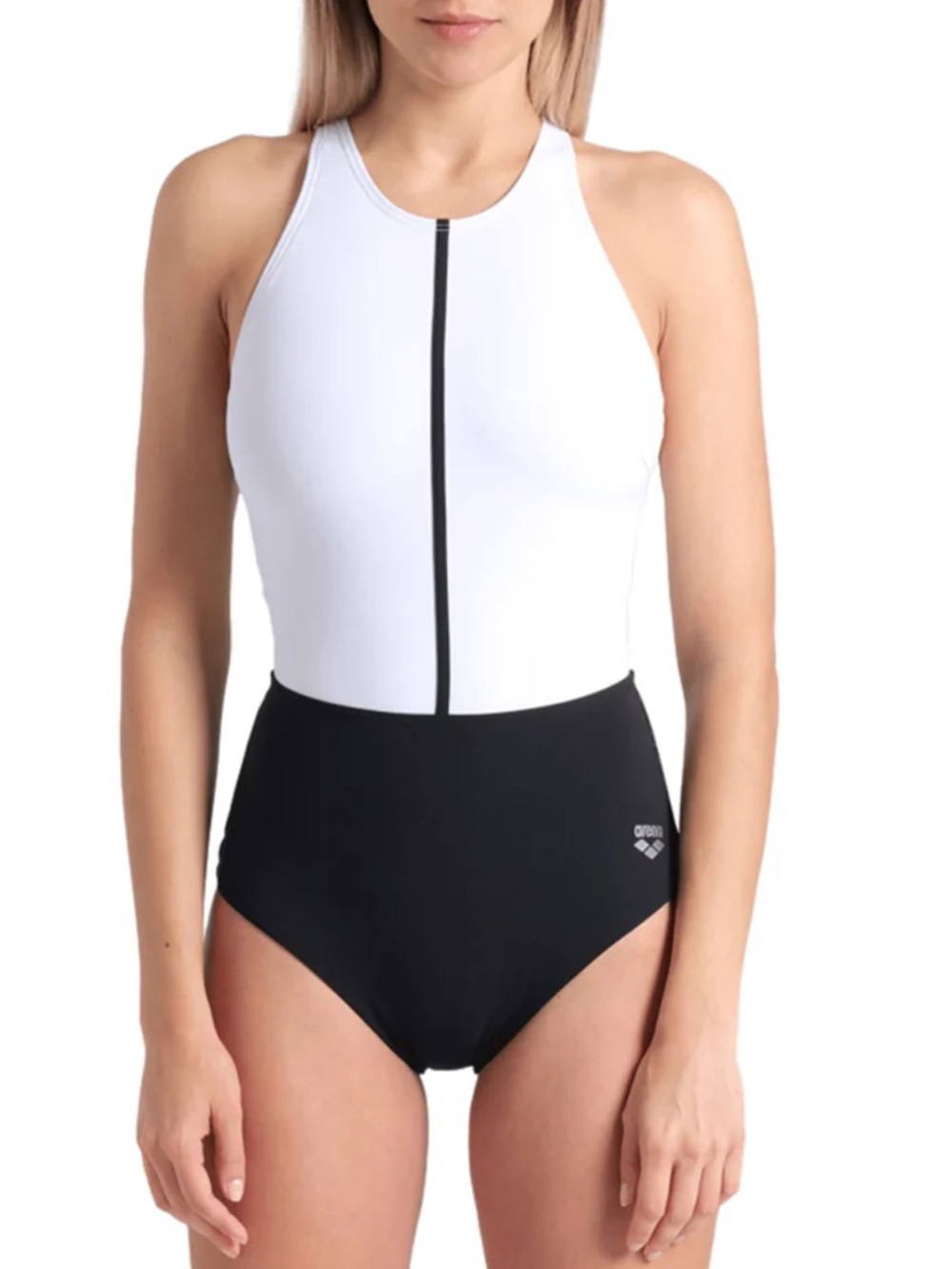 Arena Women's Silvia Cross Back One Piece Swimsuit, Black/White, Size 34/10, NWT